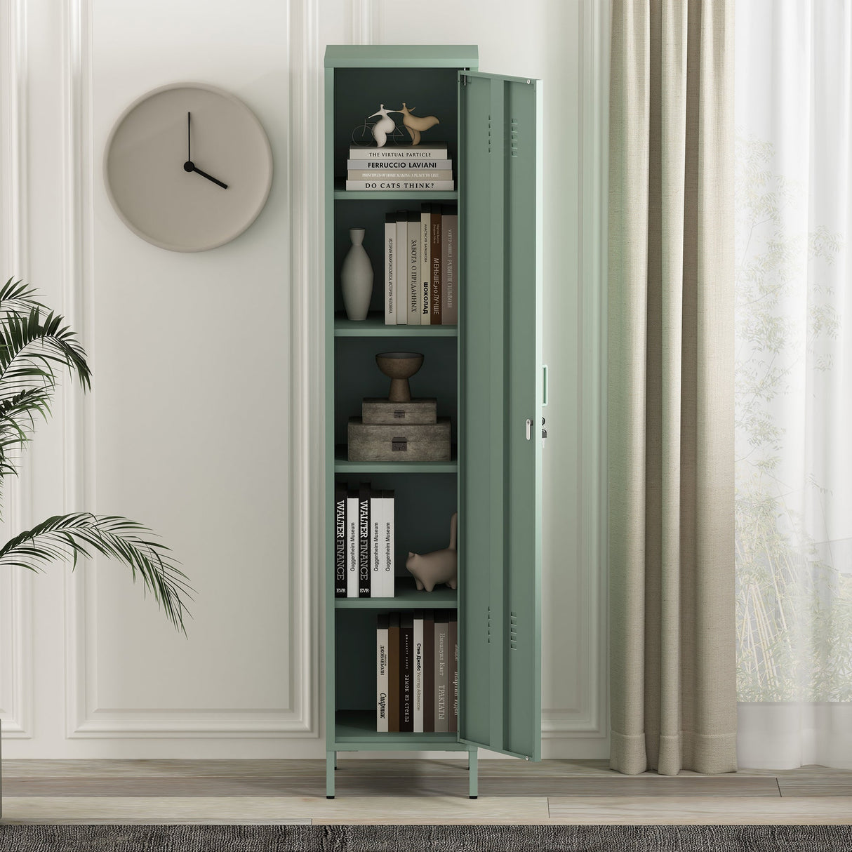 Naomi 15" Single Locker Storage Cabinet in Green by Manhattan Comfort at Eve Furniture