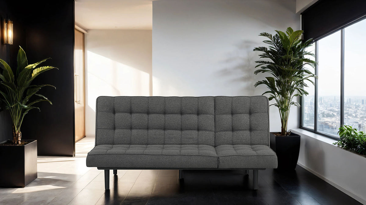 Naperville Dark Gray Futon Sofa Bed by Furniture of America at Eve Furniture
