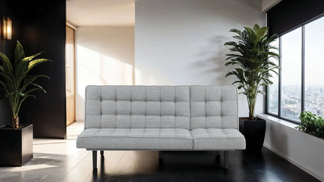Naperville Light Gray Futon Sofa Bed by Furniture of America at Eve Furniture