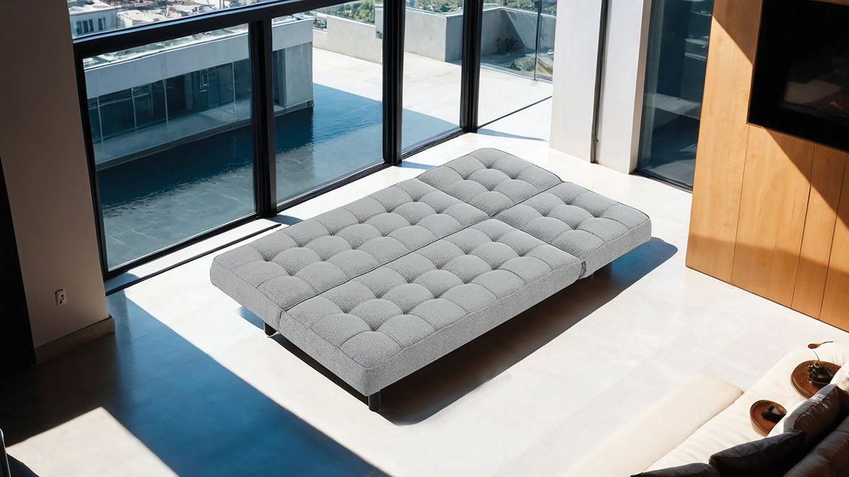 Naperville Light Gray Futon Sofa Bed by Furniture of America at Eve Furniture
