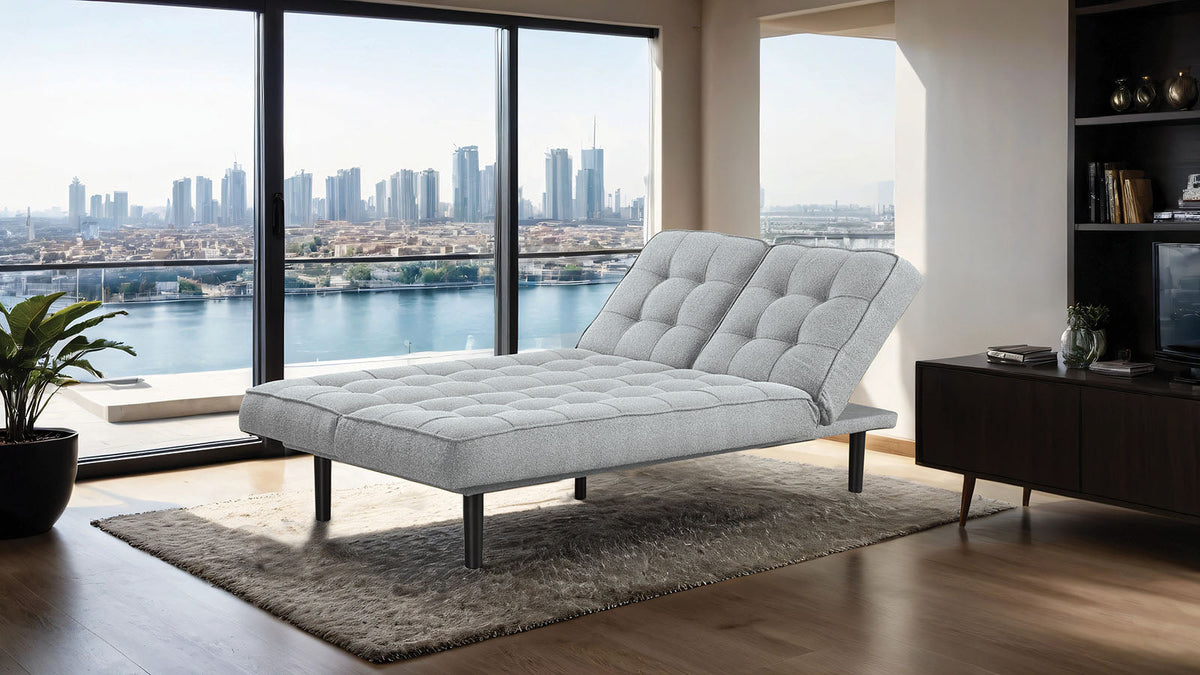 Naperville Light Gray Futon Sofa Bed by Furniture of America at Eve Furniture