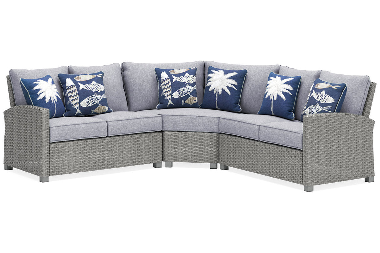 Naples Beach Light Gray 3-Piece Outdoor Sectional by Ashley at Eve Furniture