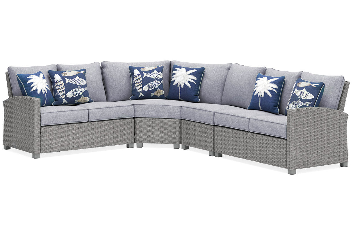 Naples Beach Light Gray 4-Piece Outdoor Sectional by Ashley at Eve Furniture