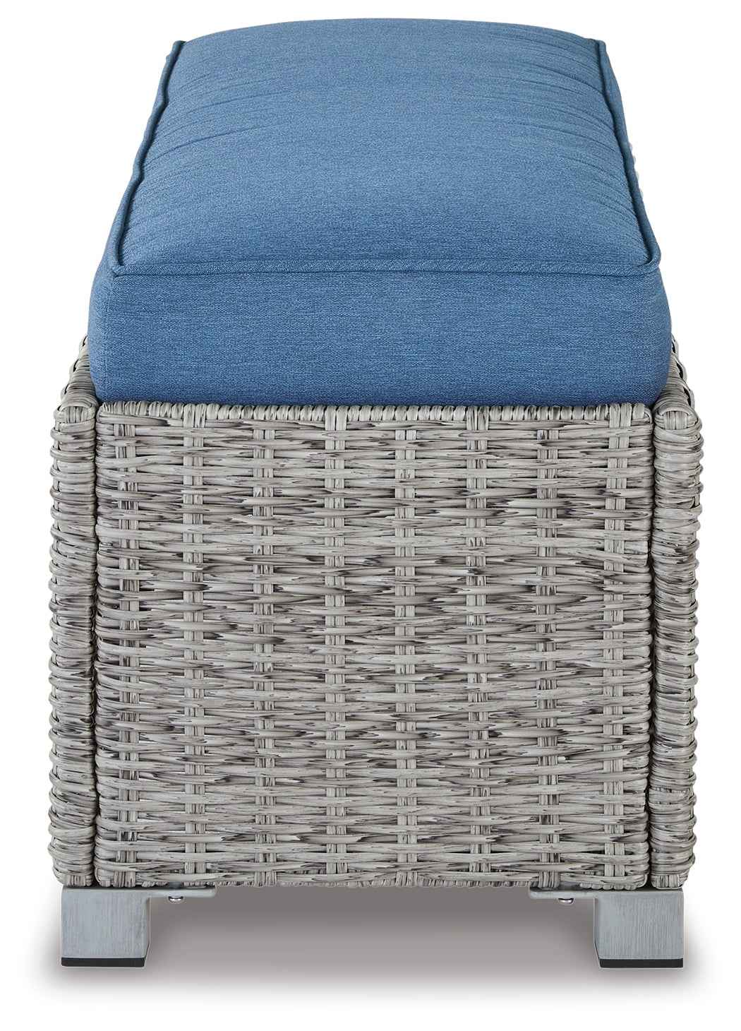 Naples Beach Light Gray Outdoor Bench with Cushion by Ashley at Eve Furniture