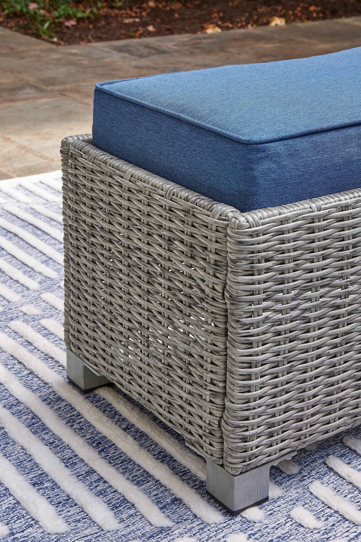 Naples Beach Light Gray Outdoor Bench with Cushion by Ashley at Eve Furniture