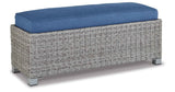 Naples Beach Light Gray Outdoor Bench with Cushion by Ashley at Eve Furniture