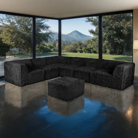 Nappi Black Compressed Foam 7-Piece Sectional w/ Ottoman by Furniture of America at Eve Furniture