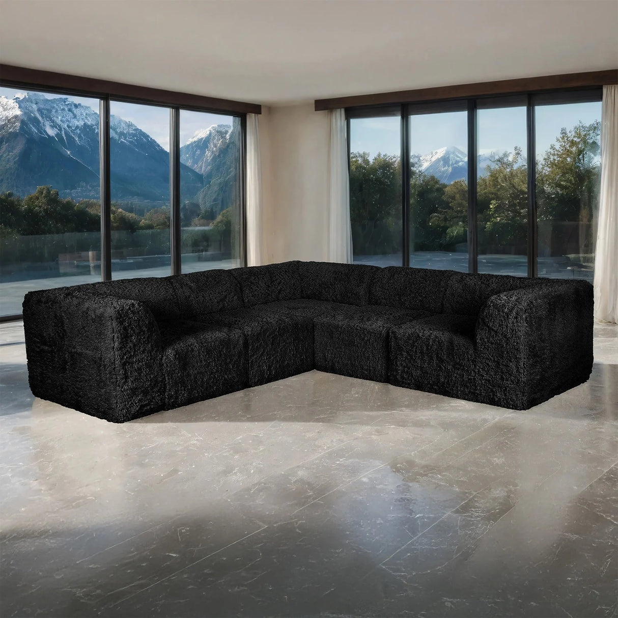 Nappi Black Compressed Foam Corner Sectional by Furniture of America at Eve Furniture