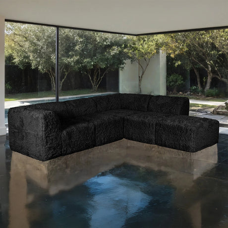 Nappi Black Compressed Foam L-Shape Sectional by Furniture of America at Eve Furniture