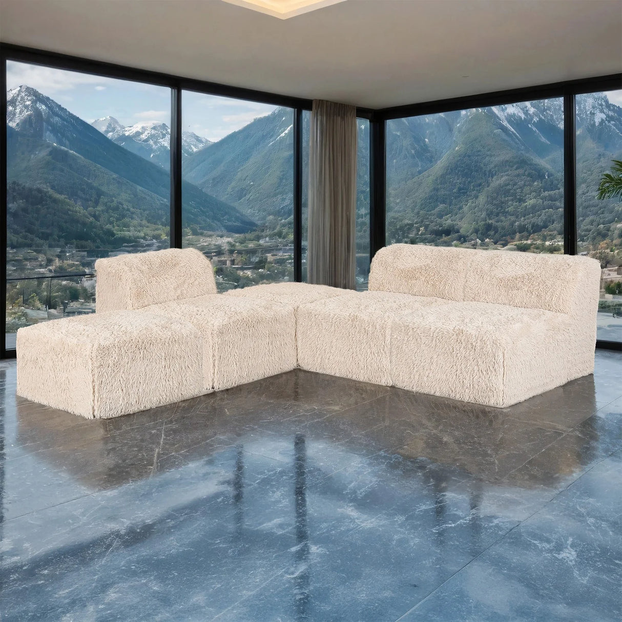 Nappi Sand Compressed Foam 5-Piece Sectional by Furniture of America at Eve Furniture