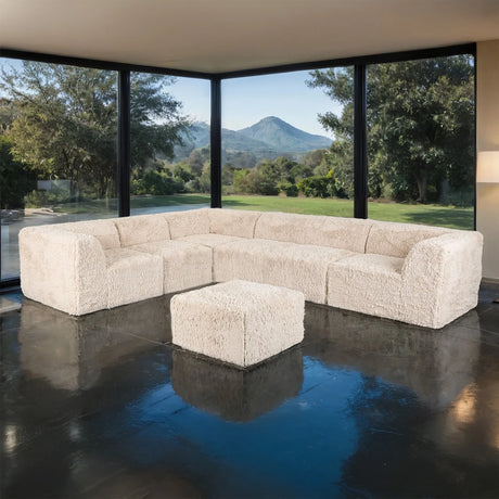 Nappi Sand Compressed Foam Sectional w/Ottoman by Furniture of America at Eve Furniture