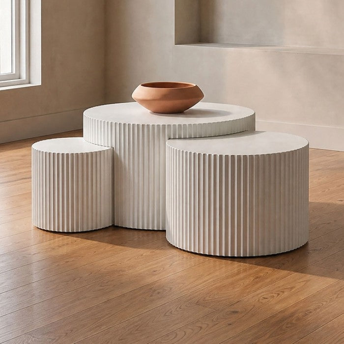 Narella White 3-Piece Occasional Table Set by Furniture of America at Eve Furniture