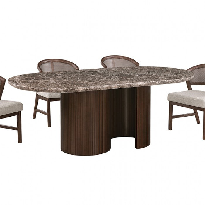 Narvik Dark Brown Oval Dining Table by Furniture of America at Eve Furniture