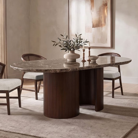 Narvik Dark Brown Oval Dining Table by Furniture of America at Eve Furniture