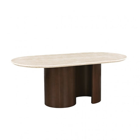 Narvik Light Beige Oval Dining Table by Furniture of America at Eve Furniture