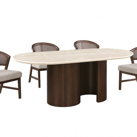Narvik Light Beige Oval Dining Table by Furniture of America at Eve Furniture