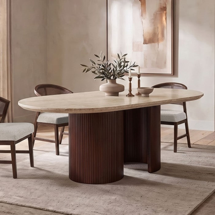 Narvik Light Beige Oval Dining Table by Furniture of America at Eve Furniture
