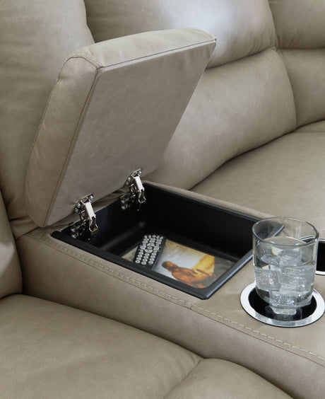 Narwhal Place Pebble 3-Piece Power Reclining Modular Loveseat with Console by Ashley at Eve Furniture