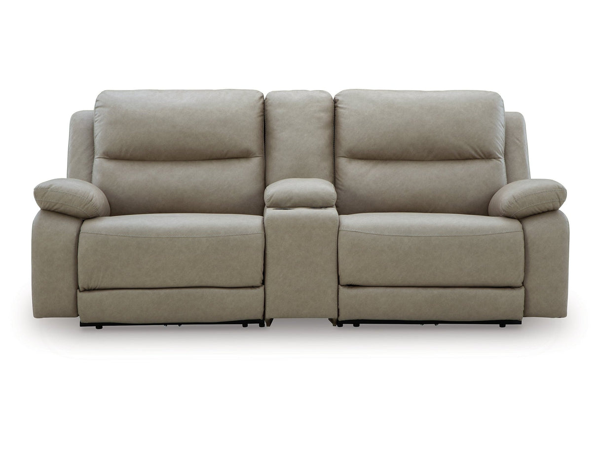 Narwhal Place Pebble 3-Piece Power Reclining Modular Loveseat with Console by Ashley at Eve Furniture