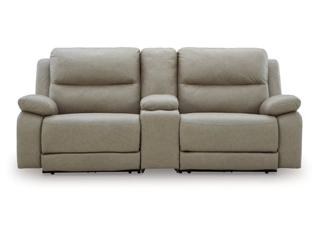 Narwhal Place Pebble 3-Piece Power Reclining Modular Loveseat with Console by Ashley at Eve Furniture