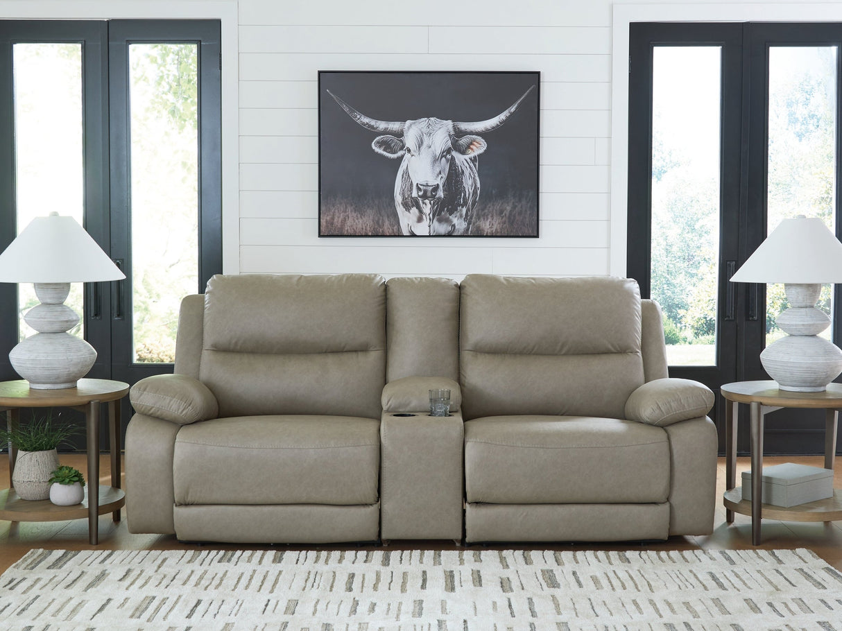 Narwhal Place Pebble 3-Piece Power Reclining Modular Loveseat with Console by Ashley at Eve Furniture