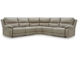 Narwhal Place Pebble 5-Piece Dual Power Reclining Modular Sectional by Ashley at Eve Furniture