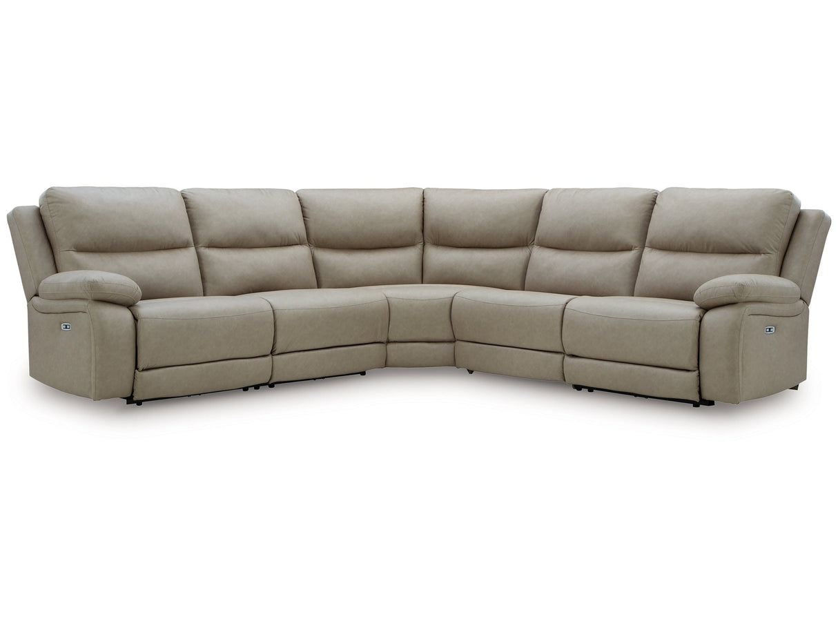 Narwhal Place Pebble 5-Piece Dual Power Reclining Modular Sectional by Ashley at Eve Furniture