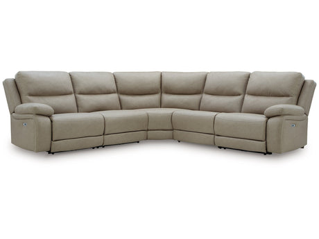 Narwhal Place Pebble 5-Piece Dual Power Reclining Modular Sectional by Ashley at Eve Furniture