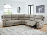 Narwhal Place Pebble 5-Piece Dual Power Reclining Modular Sectional by Ashley at Eve Furniture