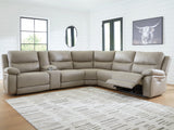 Narwhal Place Pebble 6-Piece Power Reclining Sectional with Storage Console by Ashley at Eve Furniture