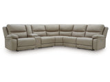 Narwhal Place Pebble 6-Piece Power Reclining Sectional with Storage Console by Ashley at Eve Furniture