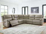 Narwhal Place Pebble 6-Piece Power Reclining Sectional with Storage Console by Ashley at Eve Furniture