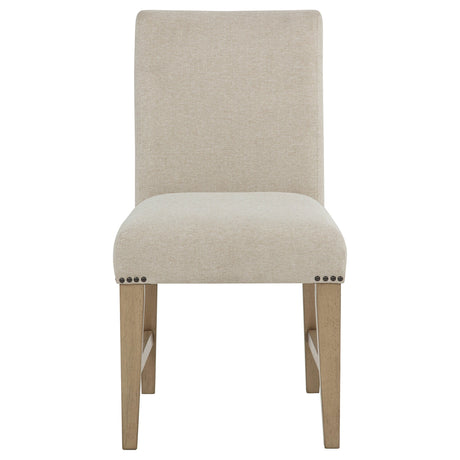 Naser Beige And Light Oak Parsons Dining Side Chair (Set of 2) by Coaster at Eve Furniture