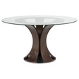 Naser Dark Walnut 48-inch Round Glass Top Dining Table by Coaster at Eve Furniture