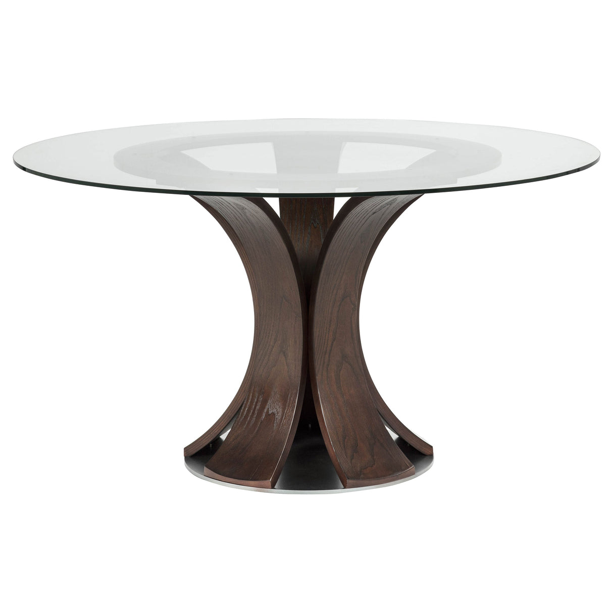 Naser Dark Walnut 48-inch Round Glass Top Dining Table by Coaster at Eve Furniture