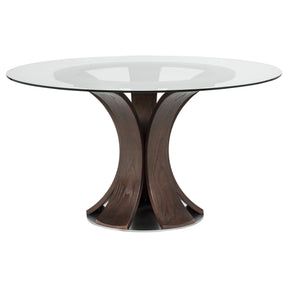 Naser Dark Walnut 48-inch Round Glass Top Dining Table by Coaster at Eve Furniture