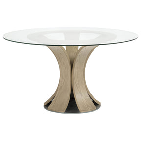 Naser Light Oak 48-inch Round Glass Top Dining Table by Coaster at Eve Furniture