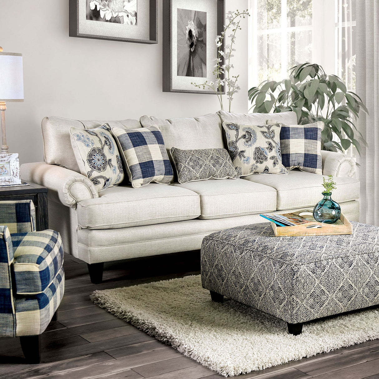 Nash Ivory Sofa & Loveseat by Furniture of America at Eve Furniture