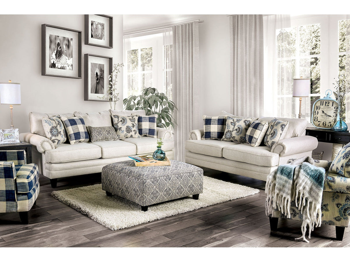 Nash Ivory Sofa & Loveseat by Furniture of America at Eve Furniture