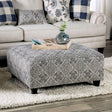 Nash Ivory/Navy Ottoman by Furniture of America at Eve Furniture