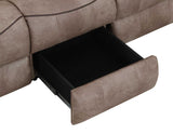 Nashville Cocoa Reclining Sofa with Drop-Down Console by Steve Silver at Eve Furniture