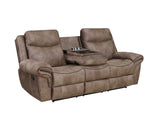 Nashville Cocoa Reclining Sofa with Drop-Down Console by Steve Silver at Eve Furniture