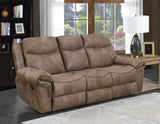 Nashville Cocoa Reclining Sofa with Drop-Down Console by Steve Silver at Eve Furniture