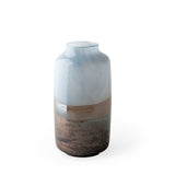 Nasser II Large Blue/Gold/Chrome Urn Style Glass Vase by Mercana at Eve Furniture