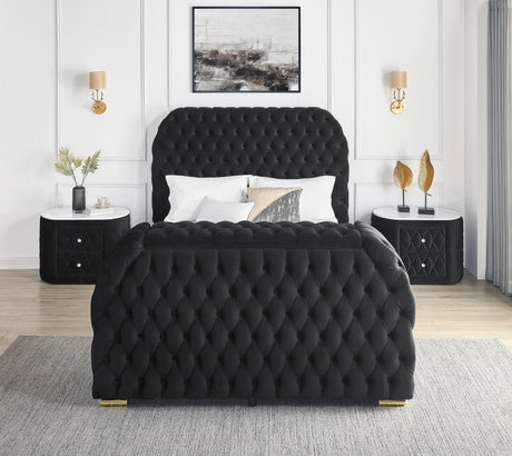 Natalia Black Queen Upholstered Fireplace Bed with TV Lift by Crown Mark at Eve Furniture