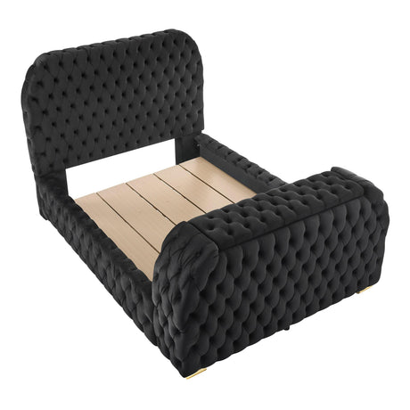 Natalia Black Queen Upholstered Fireplace Bed with TV Lift by Crown Mark at Eve Furniture