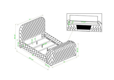 Natalia Black Queen Upholstered Fireplace Bed with TV Lift by Crown Mark at Eve Furniture