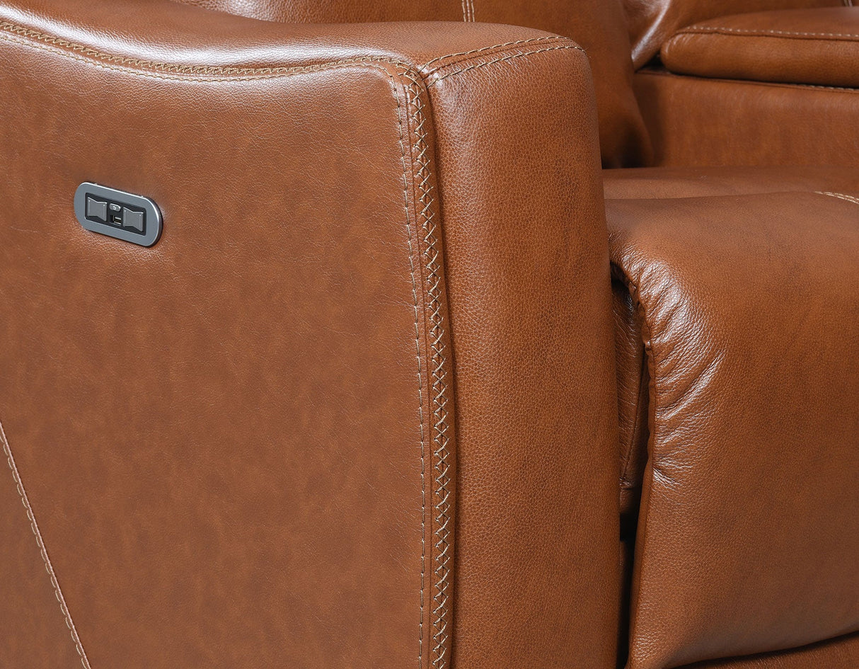 Natalia Dual-Power Leather Recliner, Coach