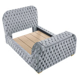 Natalia Gray Queen Upholstered Fireplace Bed with TV Lift by Crown Mark at Eve Furniture