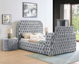 Natalia Gray Queen Upholstered Fireplace Bed with TV Lift by Crown Mark at Eve Furniture